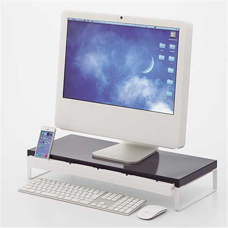 LIHITLAB 机上台590mm 引出し付 A-7338-24 黒  1個（ご注文単位1個）【直送品】