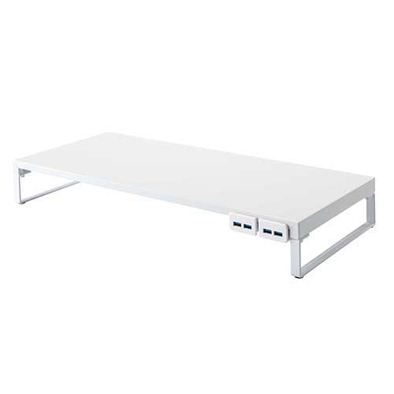 LIHITLAB 机上台 590mm USB3.0ハブ付 白 A-7334-0  1個（ご注文単位1個）【直送品】