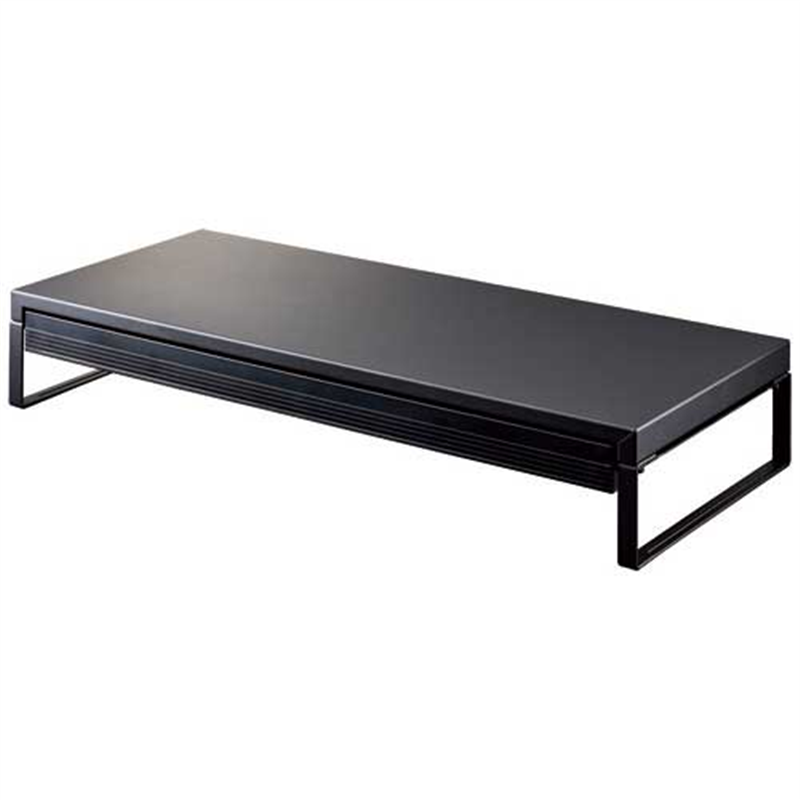 LIHITLAB 机上台590mm 引出し付A-7338-124 マットBK  1個（ご注文単位1個）【直送品】