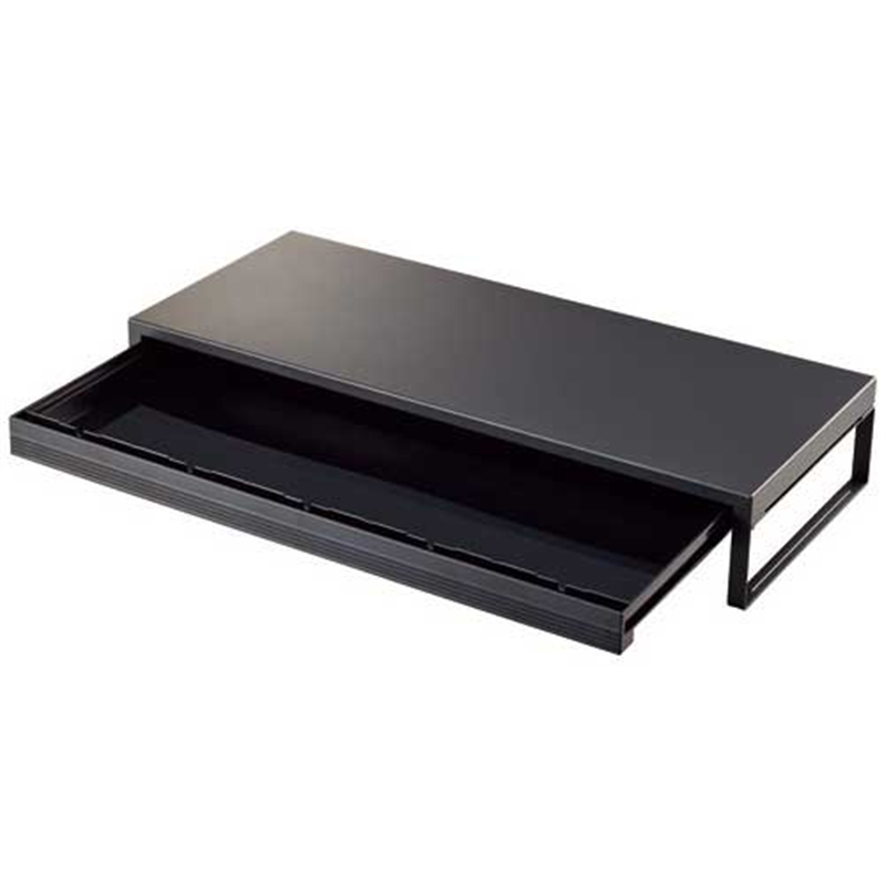 LIHITLAB 机上台590mm 引出し付A-7338-124 マットBK  1個（ご注文単位1個）【直送品】