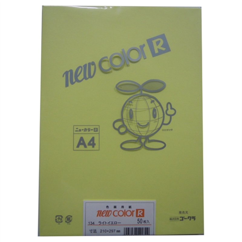リンテック 色画用紙R A4 A4NCR-134 ライトイエロー 1個(ご注文単位1個)【直送品】