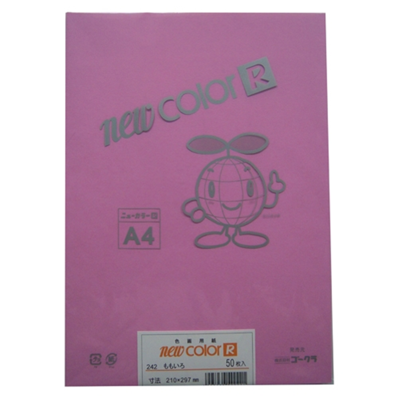 リンテック 色画用紙R A4 A4NCR-242 ももいろ  1個（ご注文単位1個）【直送品】