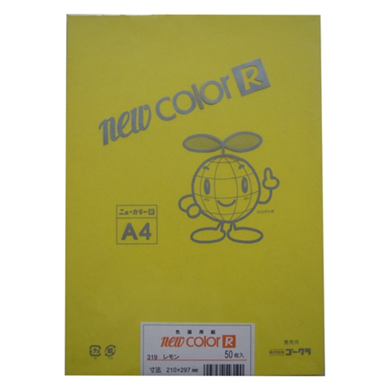 リンテック 色画用紙R A4 A4NCR-319 レモン 1個(ご注文単位1個)【直送品】
