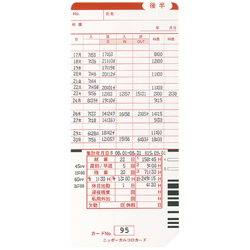 ニッポー タイムレコーダー カルコロ100 1個(ご注文単位1個)【直送品】