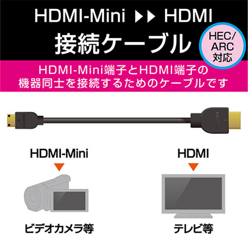 エレコム HDMI-miniHDMIケーブル 3m DH-HD14EM30BK  1個（ご注文単位1個）【直送品】