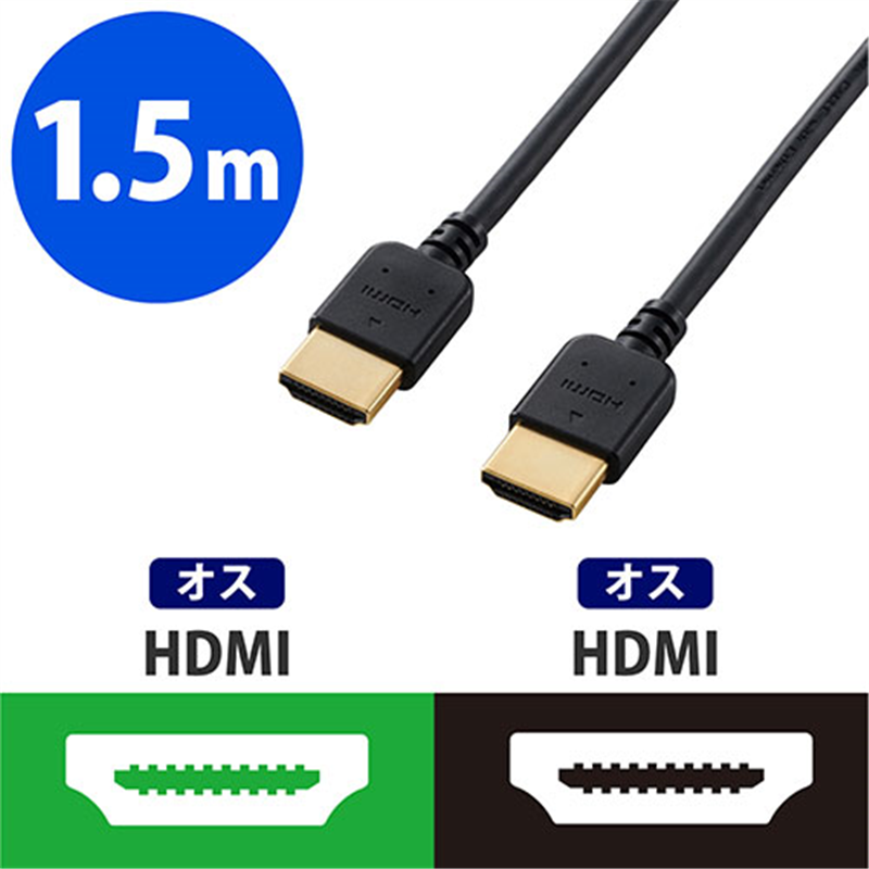 エレコム HDMIケーブル やわらか 1.5m DH-HD14EY15BK 1個（ご注文単位1個）【直送品】