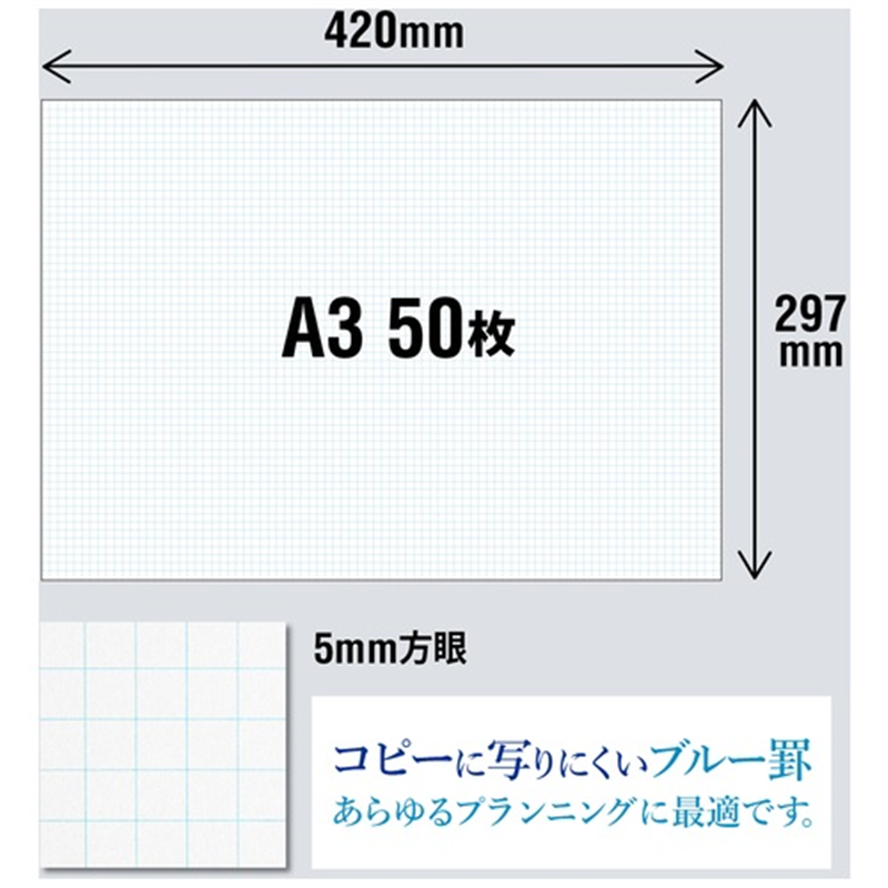 オキナ プロジェクトペーパーA3 5mm方眼 PPA35S 1個(ご注文単位1個)【直送品】
