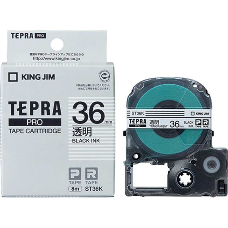 キングジム テプラPROテープ ST36K 透明に黒文字 36mm  1個（ご注文単位1個）【直送品】