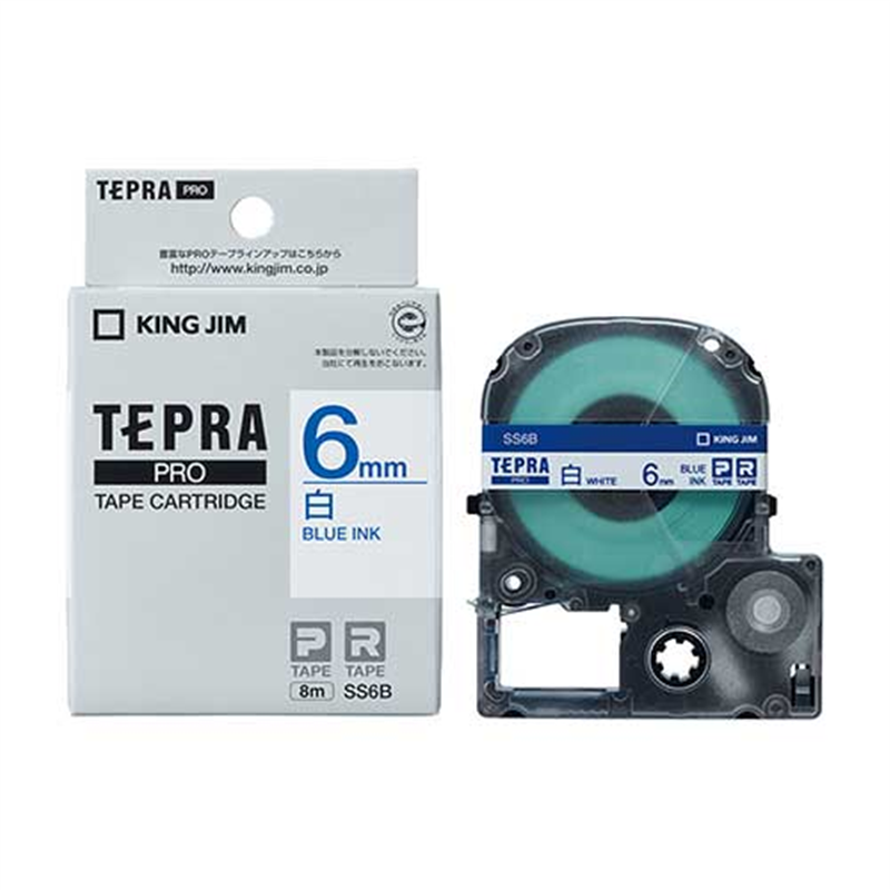 キングジム テプラPROテープ SS6B 白に青文字 6mm 1個(ご注文単位1個)【直送品】