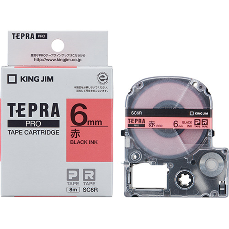 キングジム テプラPROテープ SC6R 赤に黒文字 6mm  1個（ご注文単位1個）【直送品】