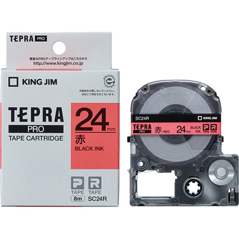 キングジム テプラPROテープ SC24R 赤に黒文字 24mm  1個（ご注文単位1個）【直送品】