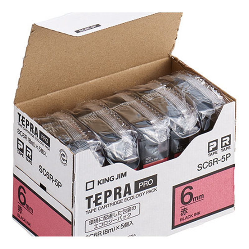 キングジム テプラPROテープカラーラベル赤 SC6R-5P  1個（ご注文単位1個）【直送品】