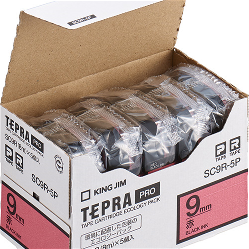 キングジム テプラPROテープカラーラベル赤 SC9R-5P  1個（ご注文単位1個）【直送品】