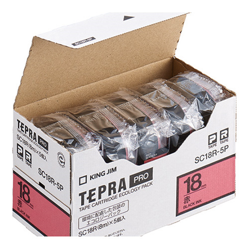 キングジム テプラPROテープカラーラベル赤 SC18R-5P  1個（ご注文単位1個）【直送品】