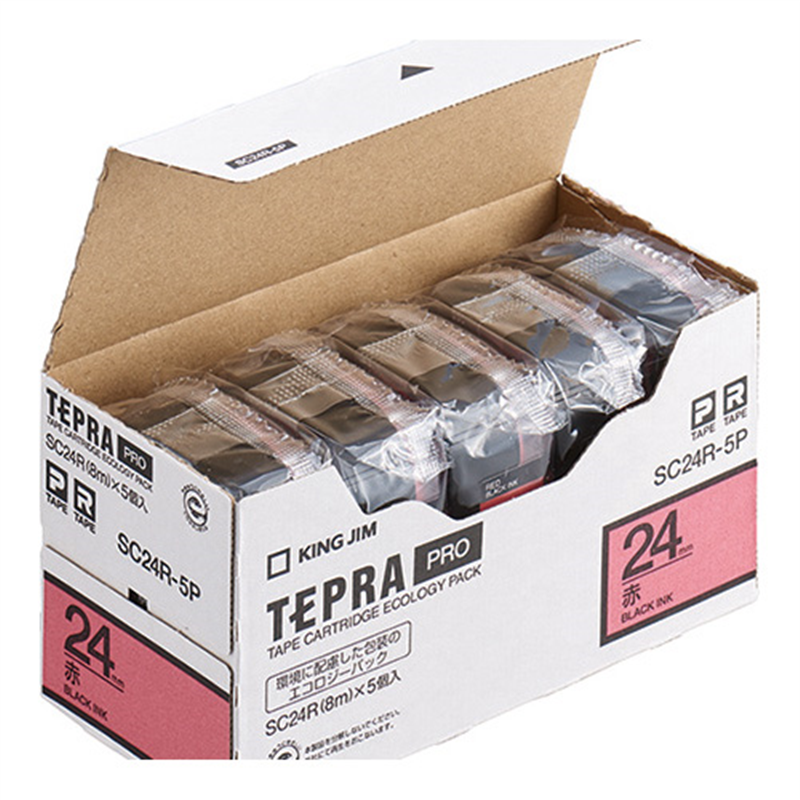 キングジム テプラPROテープカラーラベル赤 SC24R-5P  1個（ご注文単位1個）【直送品】