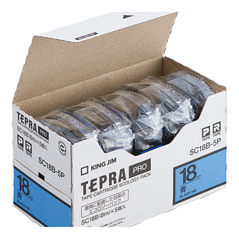 キングジム テプラPROテープカラーラベル青 SC18B-5P  1個（ご注文単位1個）【直送品】