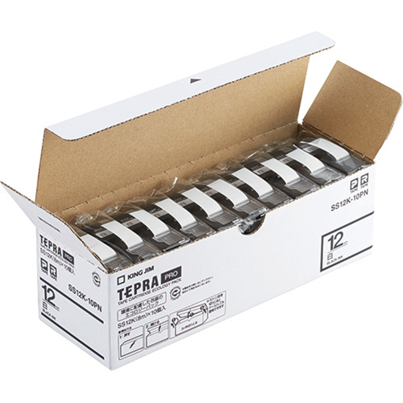 キングジム テプラPROテープSS12K-10PN 白/黒字12mm10P 1個(ご注文単位1個)【直送品】