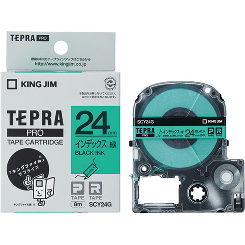 キングジム テプラPROテープ SCY24G 緑に黒文字 24mm  1個（ご注文単位1個）【直送品】