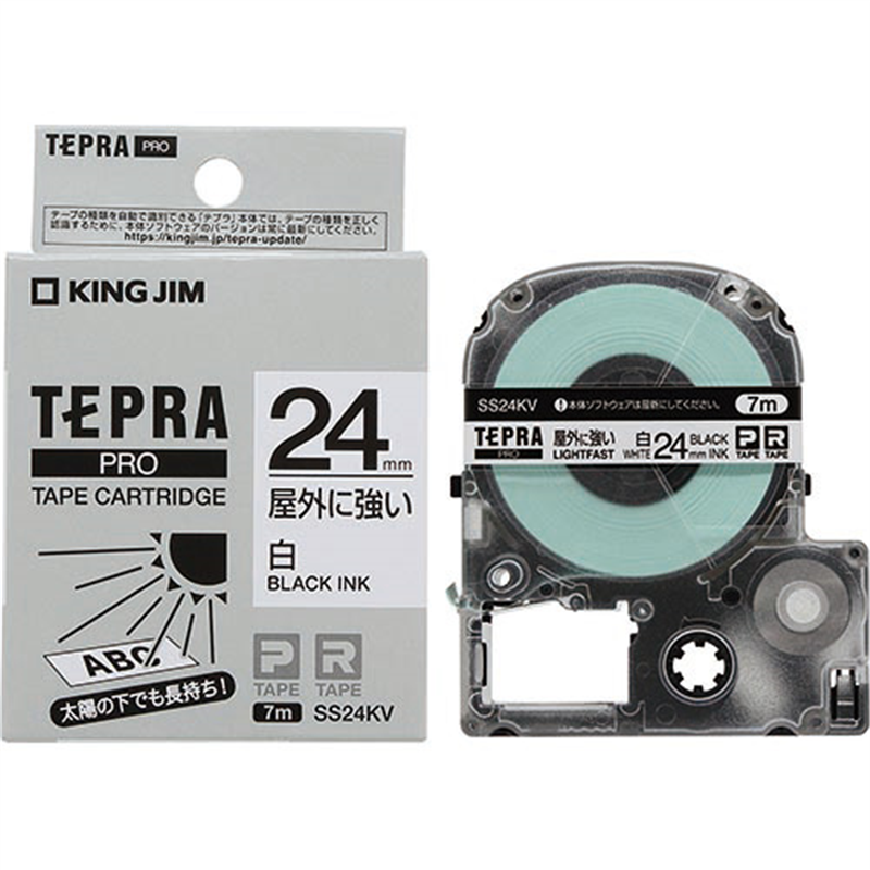 キングジム テプラPROテ?プ屋外に強い白に黒字SS24KV  1個（ご注文単位1個）【直送品】