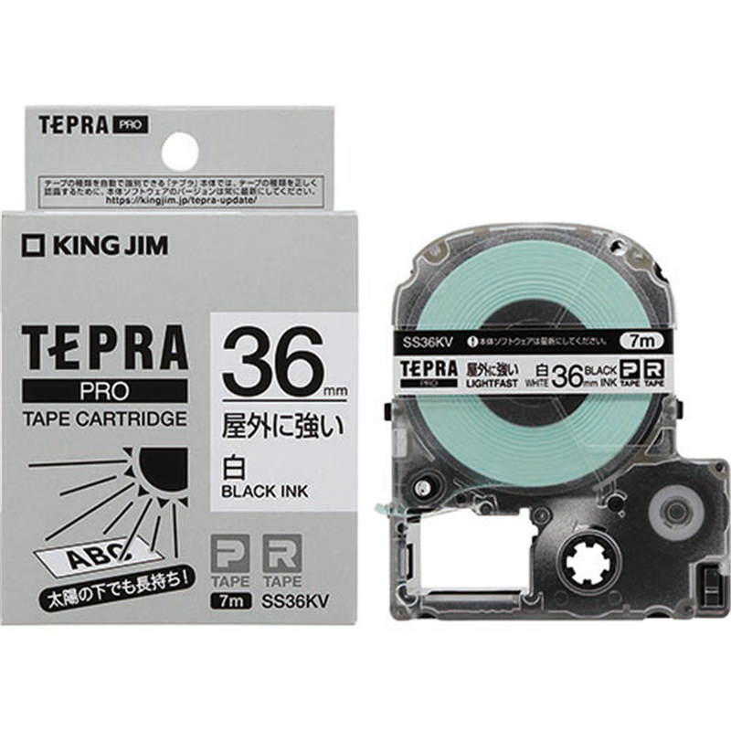 キングジム テプラPROテ?プ屋外に強い白に黒字SS36KV  1個（ご注文単位1個）【直送品】