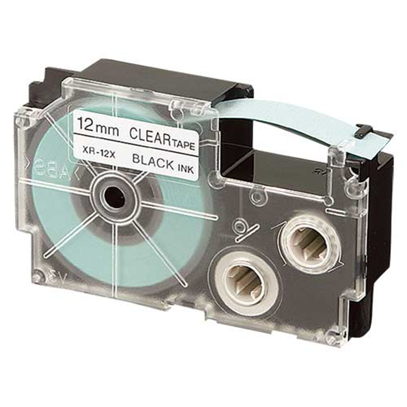 カシオ計算機 透明テープ XR-12X 透明に黒文字 12mm 1個(ご注文単位1個)【直送品】