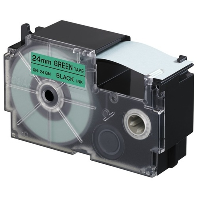 カシオ計算機 ラベルテープ XR-24GN 緑に黒文字 24mm 1個(ご注文単位1個)【直送品】