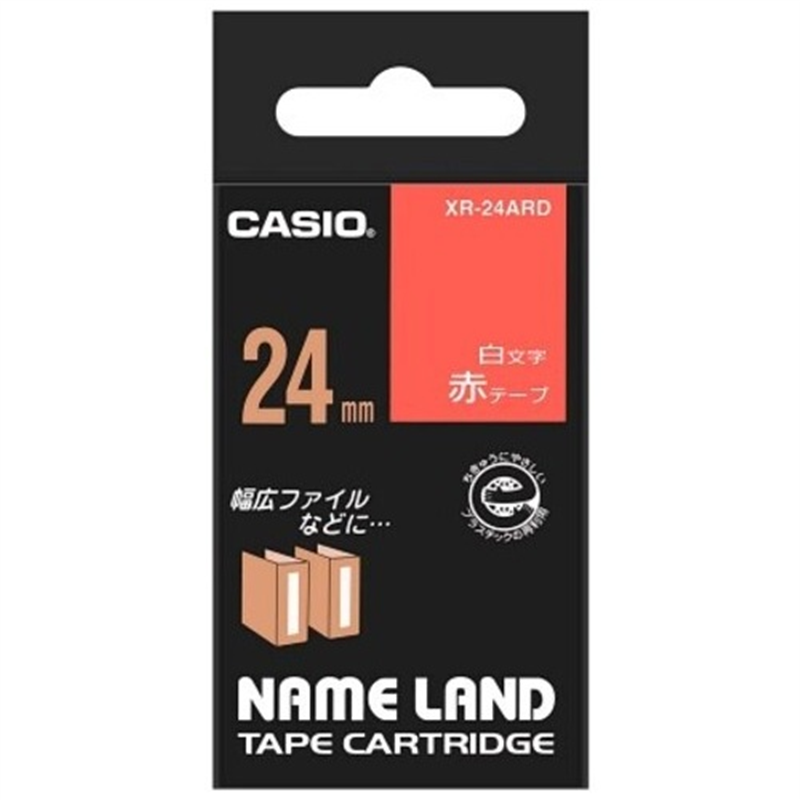 カシオ計算機 ラベルテープ XR-24ARD 赤に白文字 24mm 1個(ご注文単位1個)【直送品】