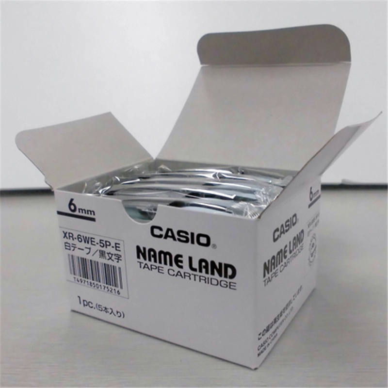 カシオ計算機 テープ XR-6WE-5P-E 白に黒文字 6mm 5個/箱(ご注文単位1箱)【直送品】