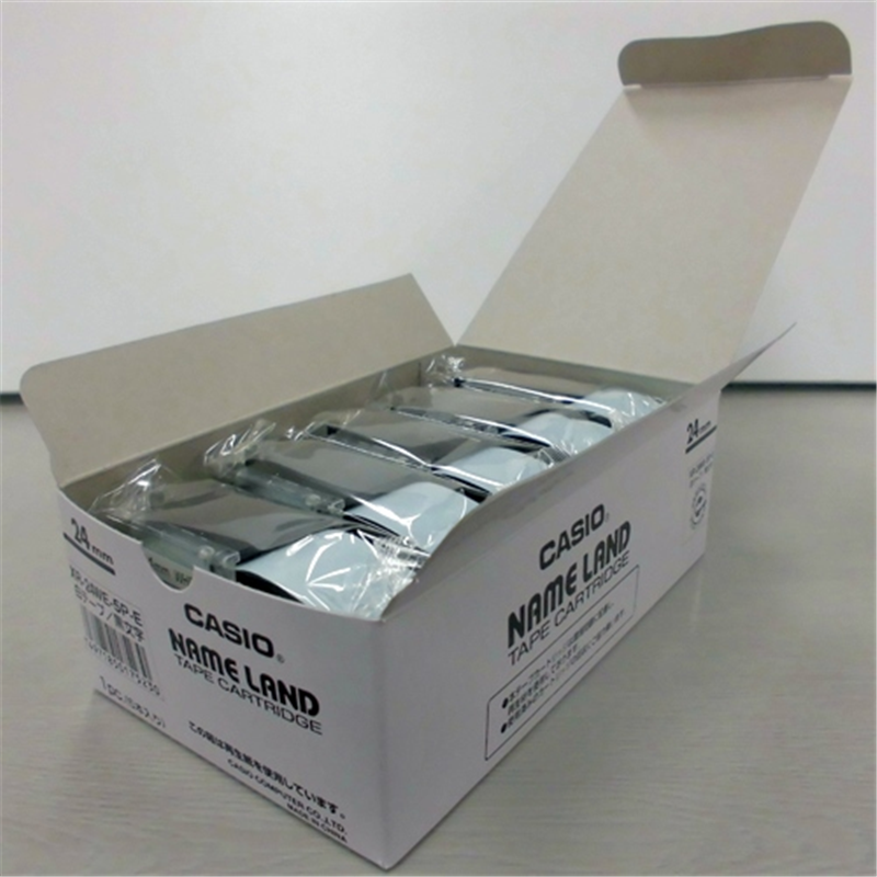 カシオ計算機 テープ XR-24WE-5P-E 白に黒文字 24mm 5個/箱(ご注文単位1箱)【直送品】