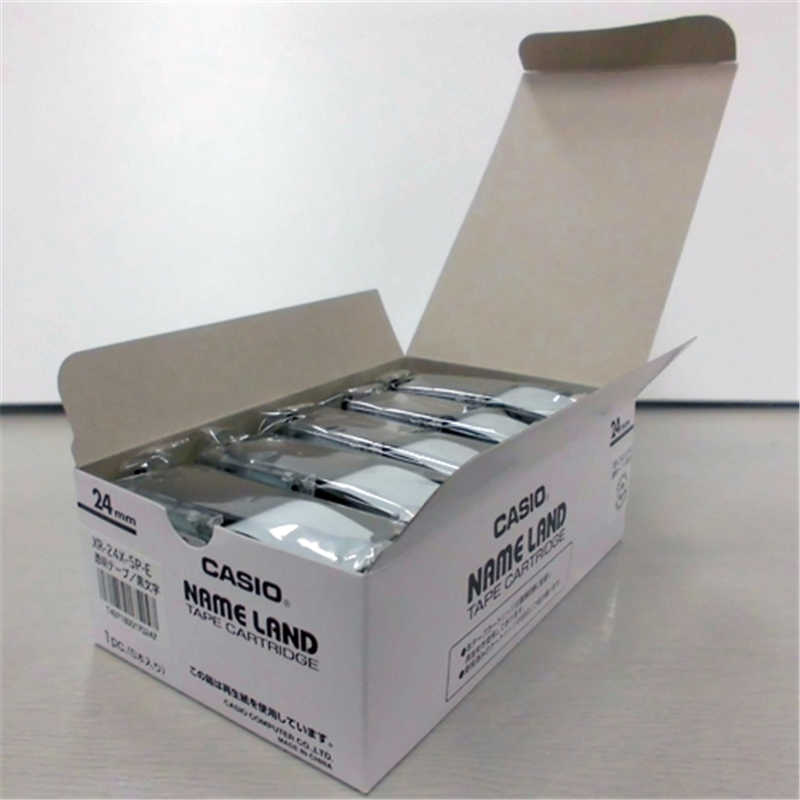 カシオ計算機 テープ XR-24X-5P-E 透明に黒文字 24mm 5個/箱(ご注文単位1箱)【直送品】