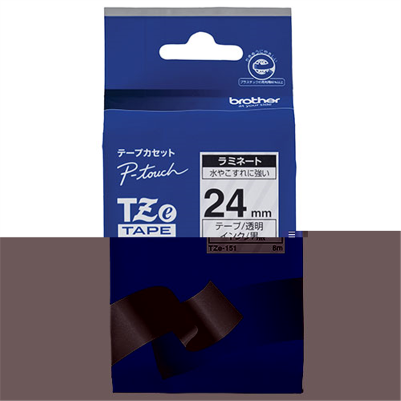 ブラザー 文字テープ TZe-151透明に黒文字 24mm  1個（ご注文単位1個）【直送品】