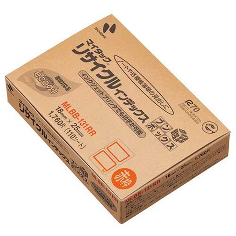 ニチバン リサイクルインデックス 小 MLBB-131RR 赤  1個（ご注文単位1個）【直送品】