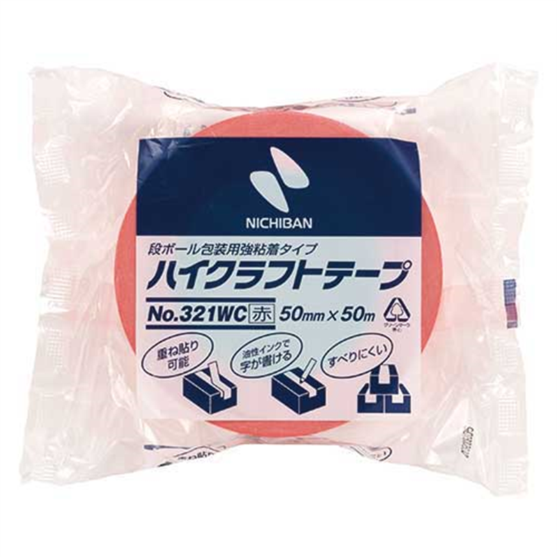 ニチバン ハイクラフトテープ321WC-50 50mm×50m赤 1個(ご注文単位1個)【直送品】