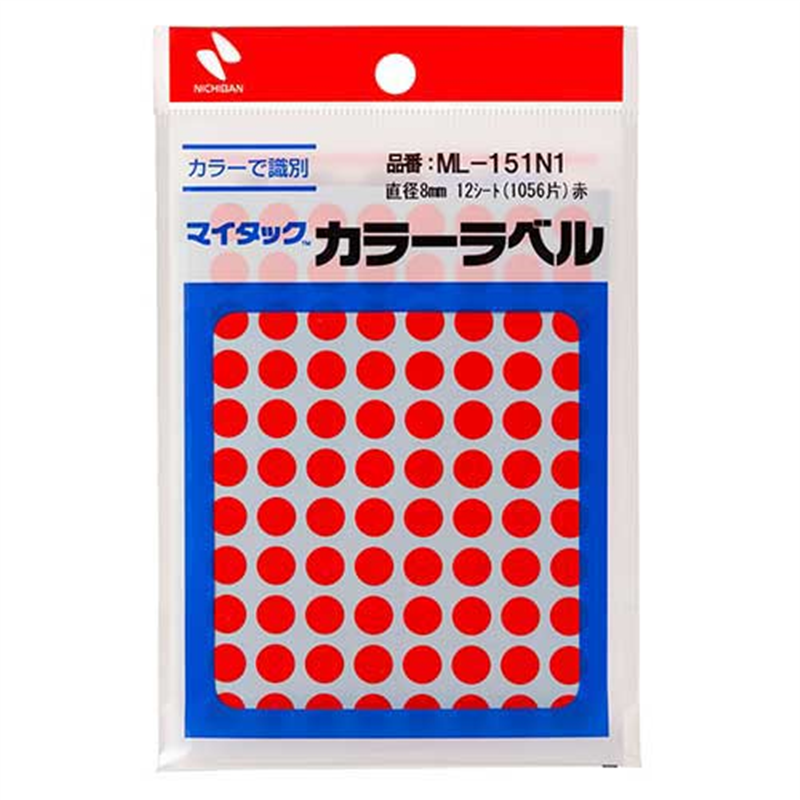 ニチバン マイタック カラーラベル ML-151N1 赤 8mm  1個（ご注文単位1個）【直送品】