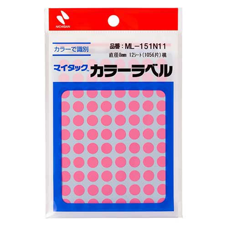 ニチバン マイタック カラーラベル ML-151N11 桃 8mm 1個（ご注文単位1個）【直送品】