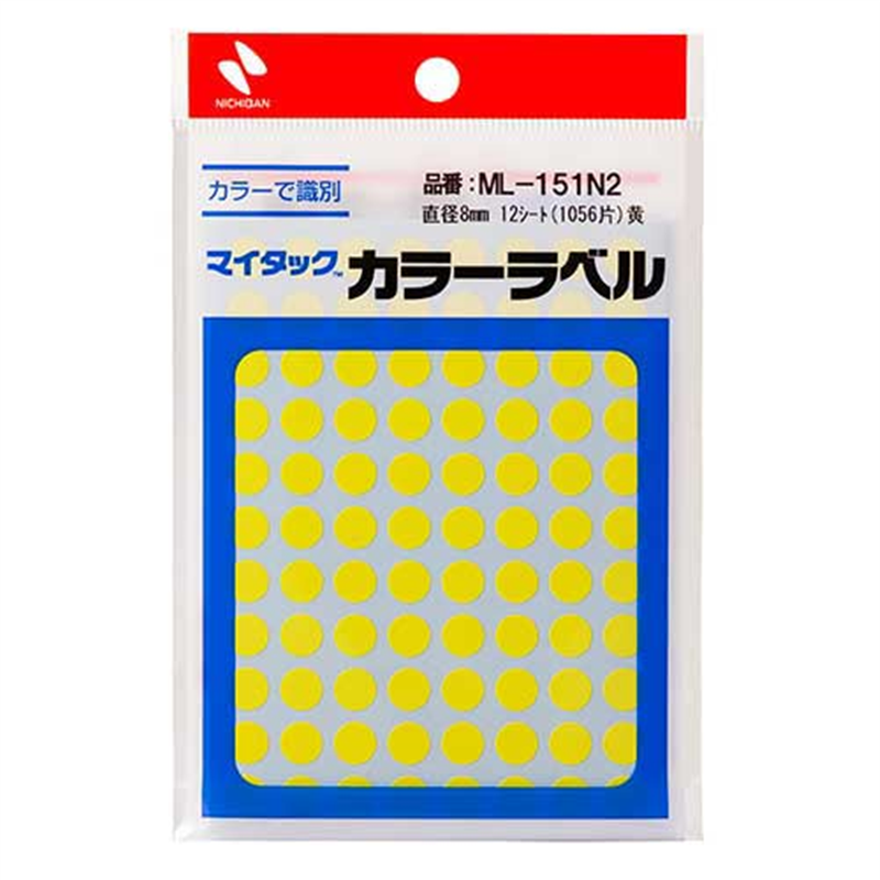 ニチバン マイタック カラーラベル ML-151N2 黄 8mm  1個（ご注文単位1個）【直送品】