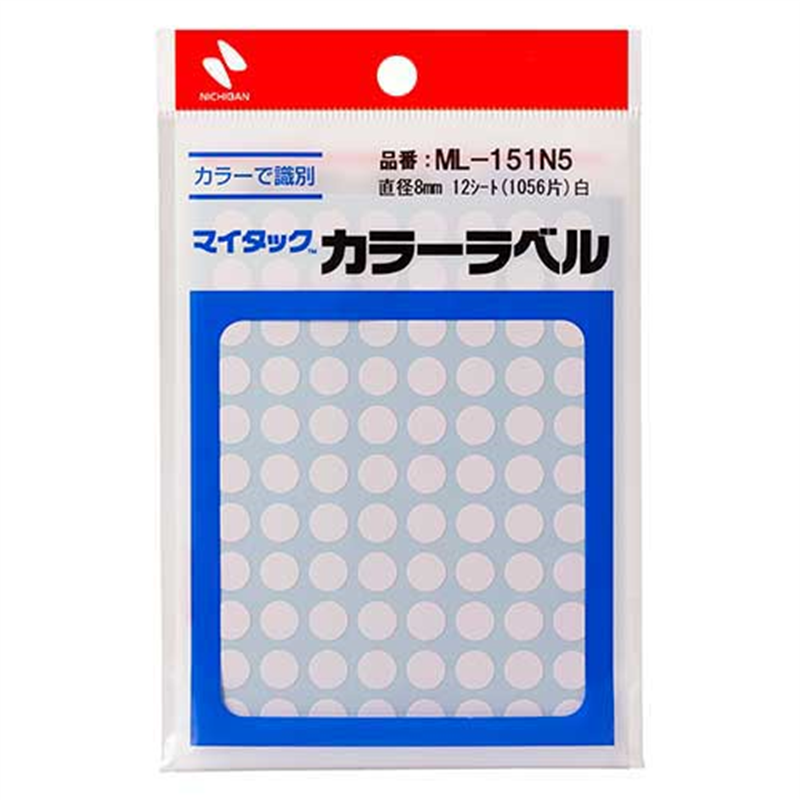 ニチバン マイタック カラーラベル ML-151N5 白 8mm 1個(ご注文単位1個)【直送品】