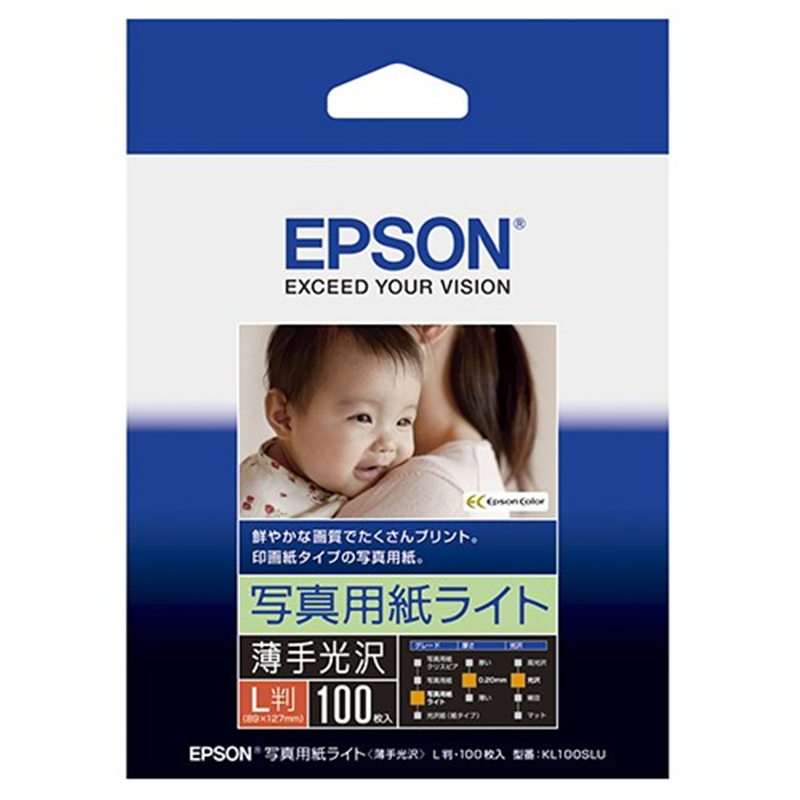 EPSON フォト光沢紙 L版 100枚 KL100SLU  1個（ご注文単位1個）【直送品】
