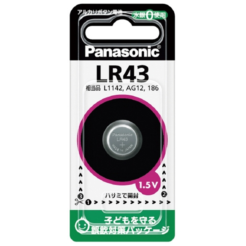 Panasonic アルカリボタン電池 LR43P  1個（ご注文単位1個）【直送品】