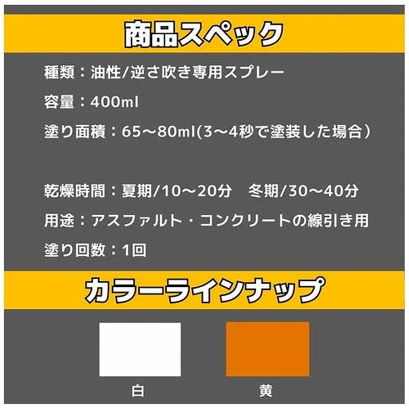 アトムサポート ハードラインスプレーEASY 400ml 黄 1個（ご注文単位1個）【直送品】