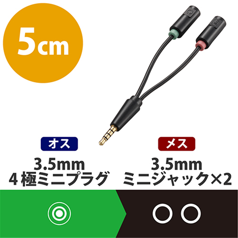 エレコム 3.5mm4極ミニ-ステレオミニ AV-35AD02BK 1個（ご注文単位1個）【直送品】
