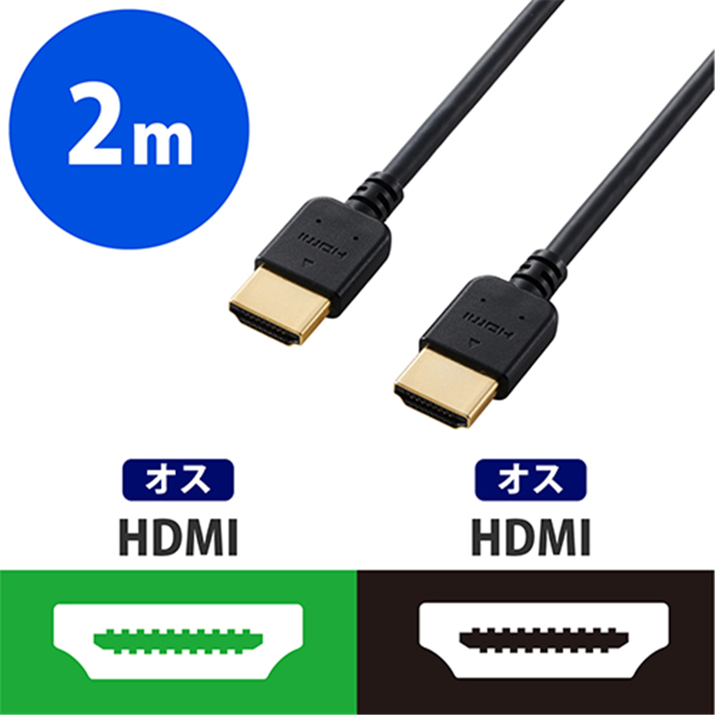 エレコム HDMIケーブル やわらか 2m DH-HD14EY20BK 1個（ご注文単位1個）【直送品】