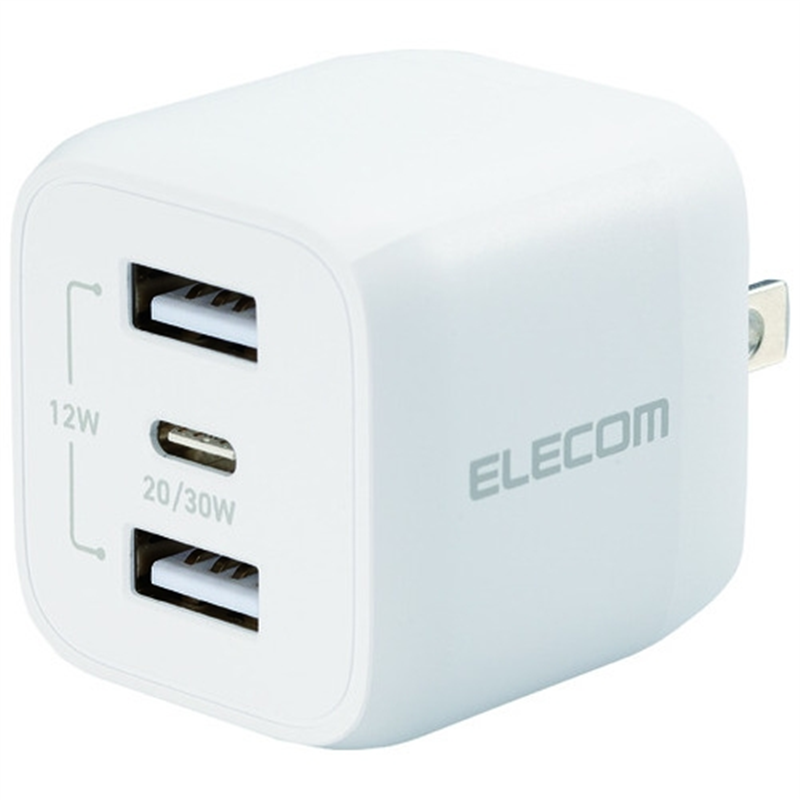 エレコム PD32W キューブAC充電器(C×1+A×2) 1個（ご注文単位1個）【直送品】