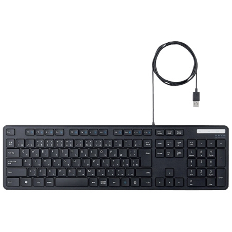 エレコム 抗菌・薄型有線フルキーボードTK-FCM108KBK 1個(ご注文単位1個)【直送品】