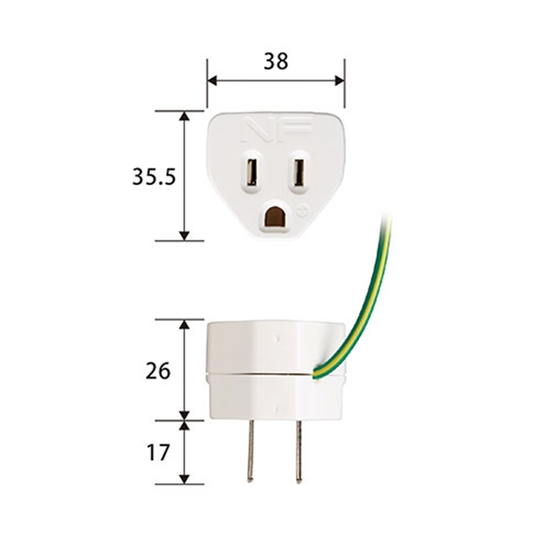 エレコム OAアダプタ 3P変換2P T-H32N 1個（ご注文単位1個）【直送品】