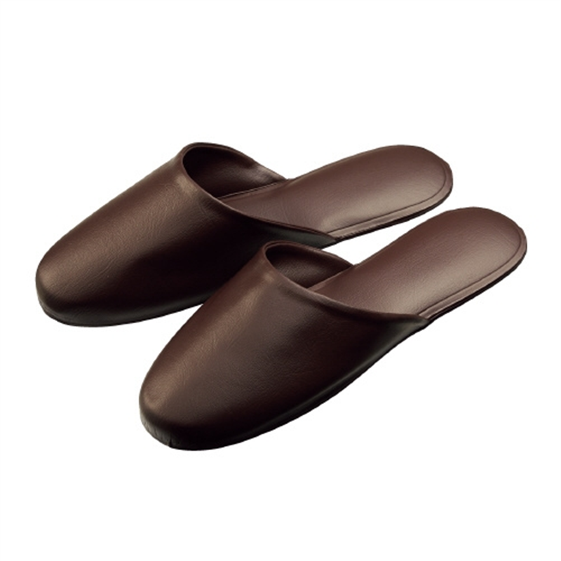 オーミケンシ レザー調スリッパ ダークブラウン 10足組 1個（ご注文単位1個）【直送品】