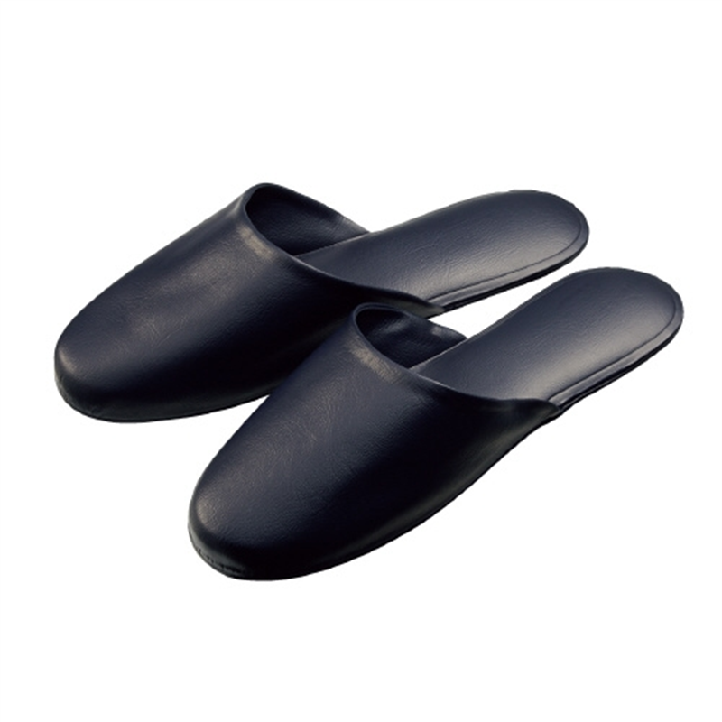 オーミケンシ レザー調スリッパ ダークブルー 10足組 1個（ご注文単位1個）【直送品】