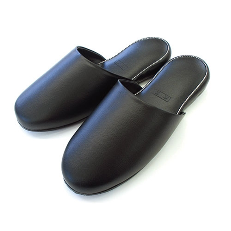 オクムラ アニリンレザースリッパ ブラック 6足組 1個（ご注文単位1個）【直送品】