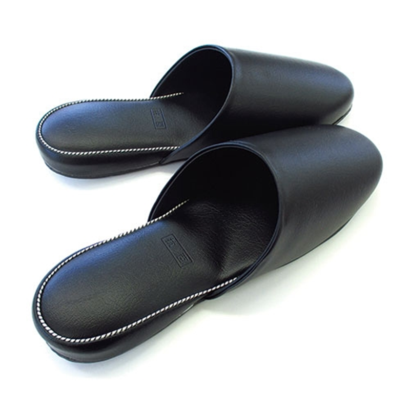 オクムラ アニリンレザースリッパ ブラック 6足組 1個(ご注文単位1個)【直送品】