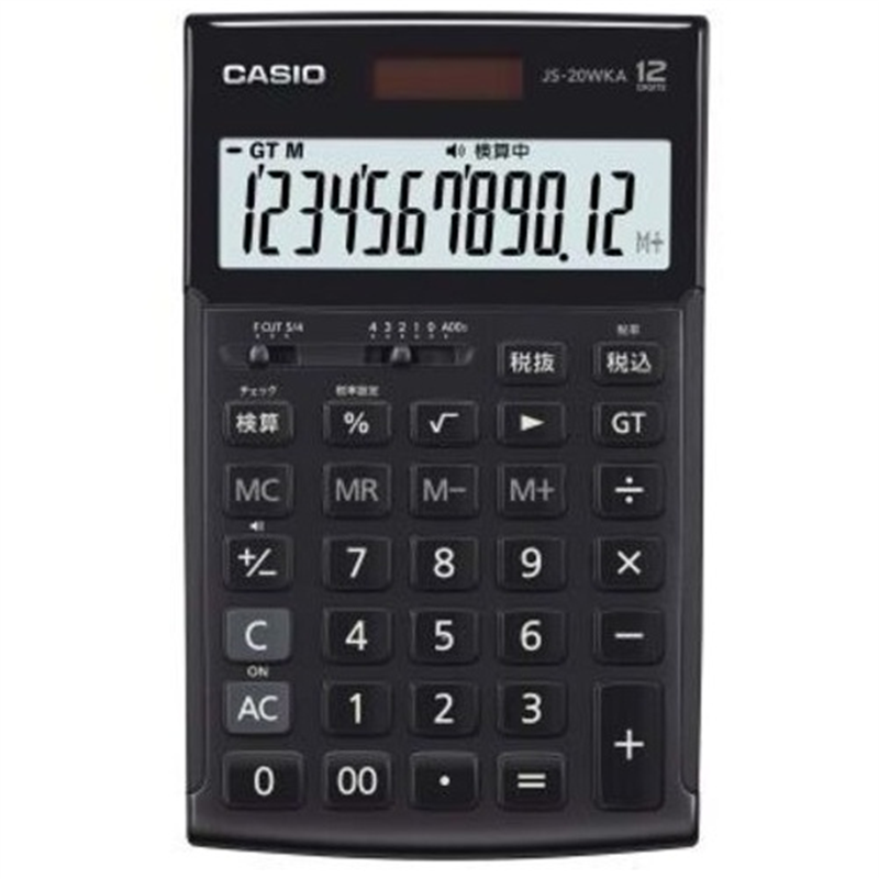 カシオ計算機 実務電卓検算JS-20WKA-BK-N ジャスト12桁 1個（ご注文単位1個）【直送品】